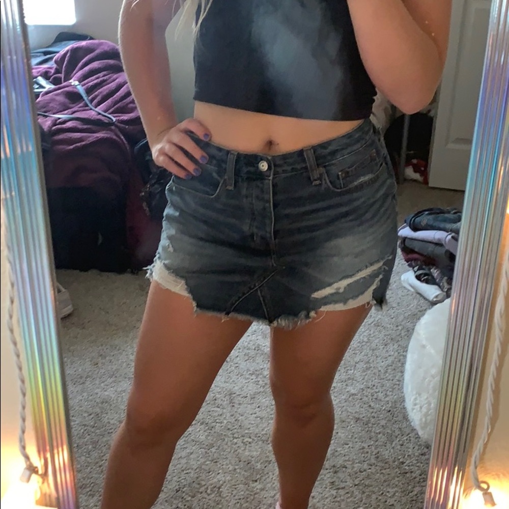 ripped denim skirt